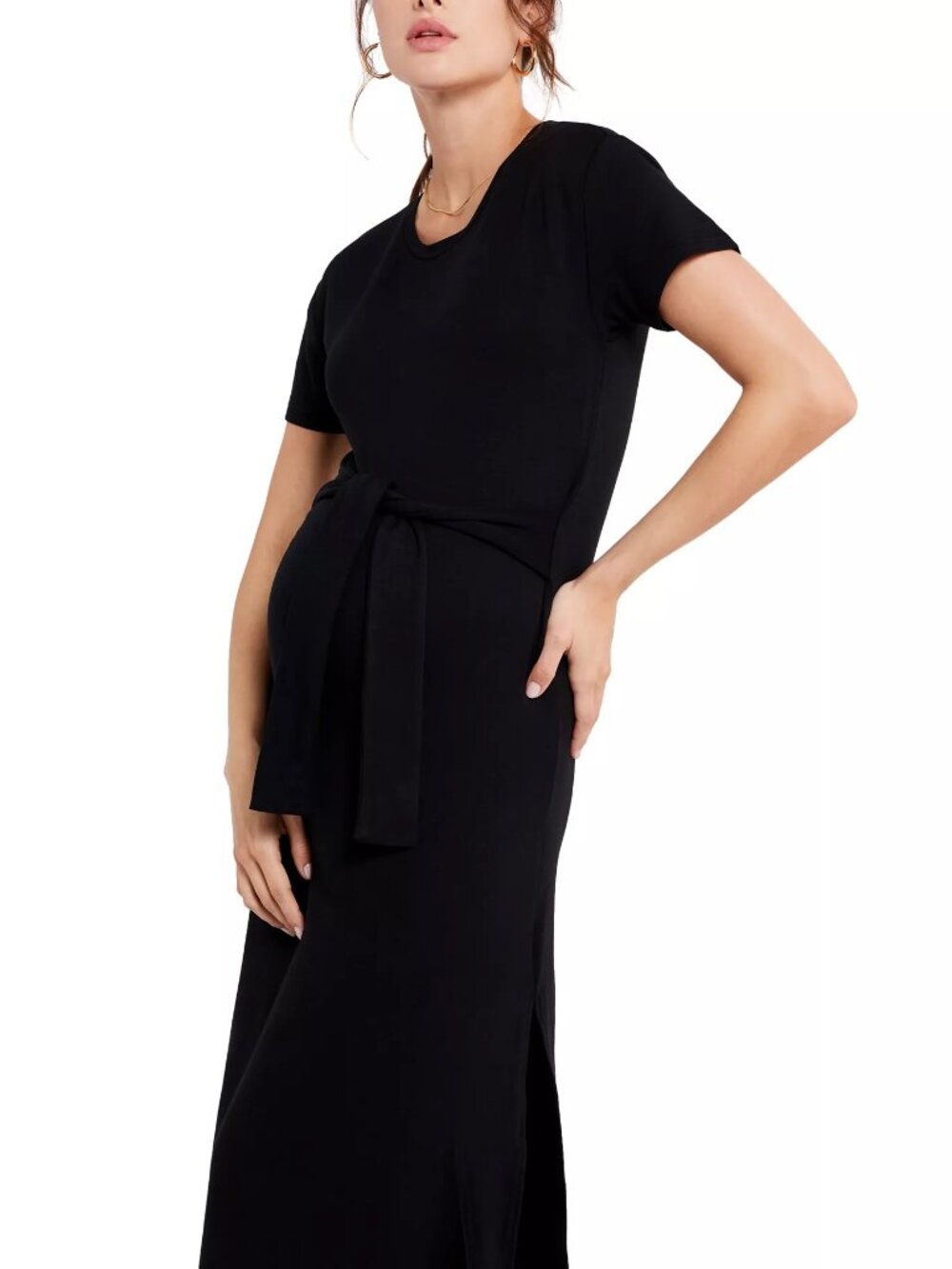 BB Dakota Steve Madden Black Tie Front Maternity Dress Size S
